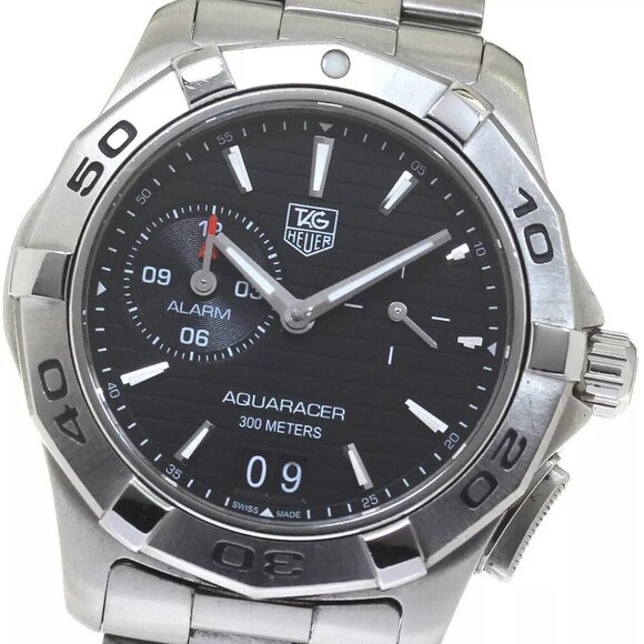 TAG HEUER Aquaracer WAP111Z Grand date Alarm Black Dial Quartz Men's - Picture 10 of 11